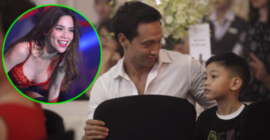 Kim Lý chăm sóc Subeo trong khi Hà Hồ biểu diễn ở Vũng Tàu