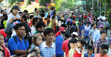 Tết Dương lịch: “Biển người” đông như nêm trong các khu vui chơi