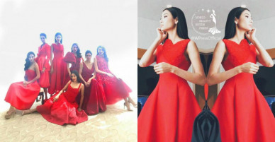 Dàn Hoa hậu, Á hậu Hoàn vũ Việt Nam 2017 diện đồ đỏ rực trong buổi shooting hậu đăng quang