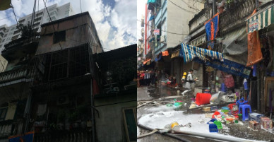 Cháy nhà 3 tầng trên phố ở Hà Nội, 2 người thoát chết