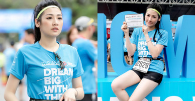 Tú Anh khoe chân dài trắng muốt khi chạy marathon