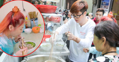Bùi Anh Tuấn tự tay làm phở cho Liz Kim Cương ăn