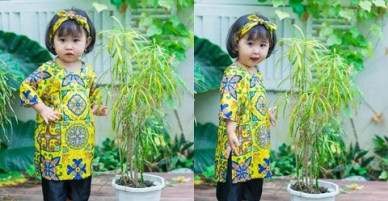 Mẹ 9X Sóc Trăng tự may hàng chục chiếc áo dài cho con gái diện Tết