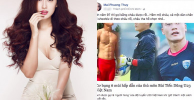 Mai Phương Thúy bày tỏ sự ngưỡng mộ, hài hước gọi thủ môn Bùi Tiến Dũng bằng… ‘cháu’