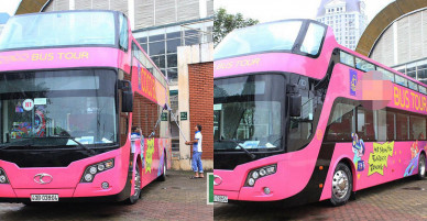 Cận cảnh xe buýt mui trần đưa U23 Việt Nam diễu hành trên phố
