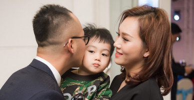 Chồng thiếu gia và con trai dự tiệc do Ngọc Thạch tổ chức