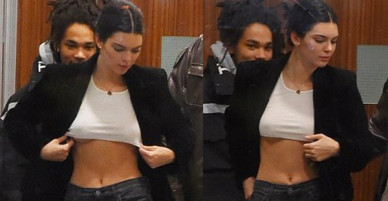 Mặc áo siêu ngắn lại còn thả rông, Kendall Jenner liên tục che chắn vì sợ lộ ngực