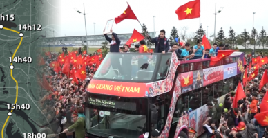 Hành trình 5 tiếng đi 30 km về trung tâm Hà Nội của U23 Việt Nam - VnExpress