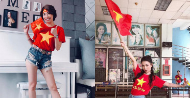 Sao Việt rực rỡ với áo quốc kỳ