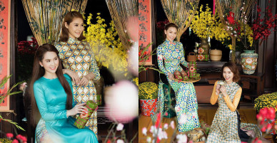 Ngọc Trinh, Lan Ngọc đua sắc khi diện áo dài Bảo Bảo