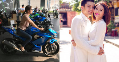 Vân Trang mua môtô 150 triệu đồng tặng chồng nhân kỷ niệm 2 năm cưới