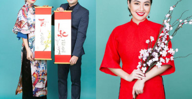 Lê Khánh dịu dàng bên chồng trong bộ ảnh đón xuân