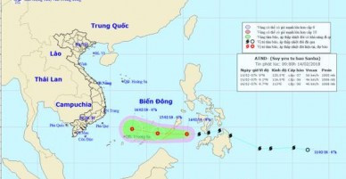 Bão Sanba suy yếu thành áp thấp nhiệt đới trước khi vào Biển Đông