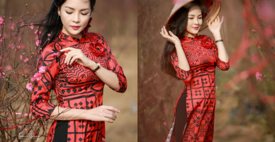 “Hot girl dao kéo” Nam Định đẹp lúng liếng với áo dài xuân