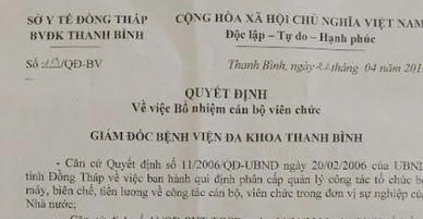 Bổ nhiệm “thần tốc” cho con trai, giám đốc bệnh viện bị cách chức