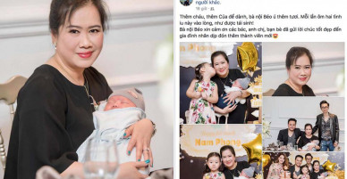 Trang Nhung khoe con trai mới sinh bên mẹ chồng- nhà văn Thu Huệ