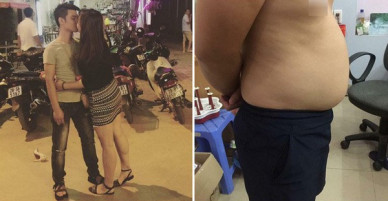 Chàng trai tăng 10kg sau khi kết hôn, bụng to cạnh tranh với vợ bầu 32 tuần