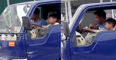 Ông chú ở Thanh Hóa phân trần việc để cháu 10 tuổi lái xe bon bon