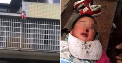 Bé gái 3 tuổi ngã từ trên cao được người qua đường dùng chăn cứu sống