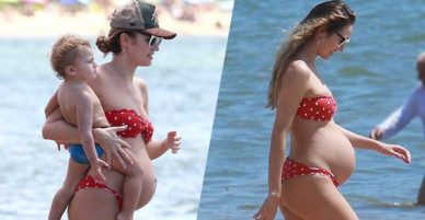 Thiên thần nội y Candice Swanepoel mặc bikini để lộ bụng bầu lớn