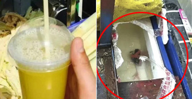 Người bán hàng rong trộn nước đường bẩn với nước mía để kiếm lời