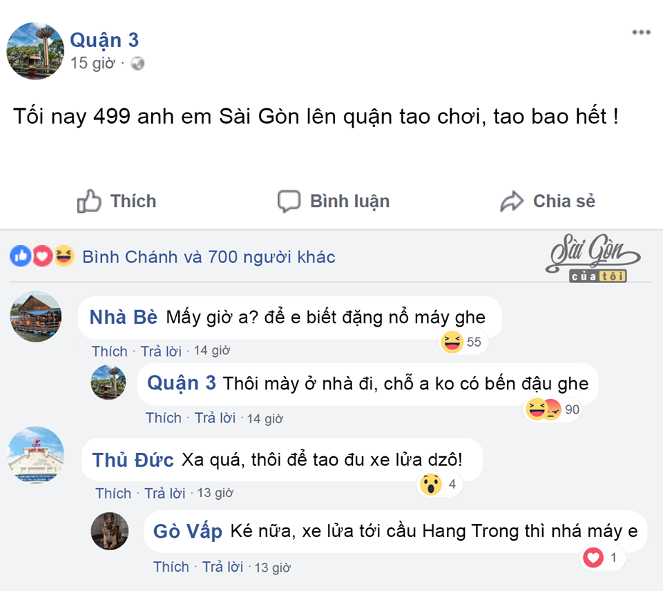 Facebook, người Sài Gòn, Sài Gòn có bao nhiêu quận, Tin8