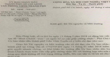 TP.HCM chỉ đạo khẩn vụ Bình Chánh “treo” cả ngàn giấy chứng nhận