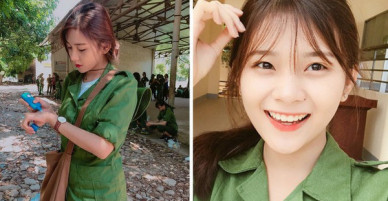 Nữ sinh ĐH Kinh Tế được mệnh danh là hot girl quân sự vì thoa kem chống nắng thôi cũng thần thái
