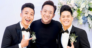 Trấn Thành dự tiệc cưới John Huy Trần và bạn trai