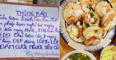 Tiệm bánh căn bỗng nhiên được lùng sục vì lời nhắn hài hước