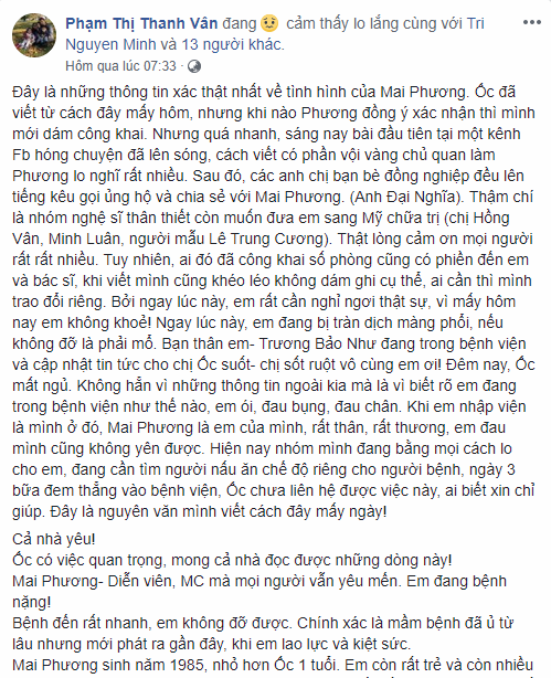 Mai Phương, diễn viên, nghệ sĩ Việt, tấm lòng, giúp đỡ, ung thư phổi, thời kì cuối, tin8