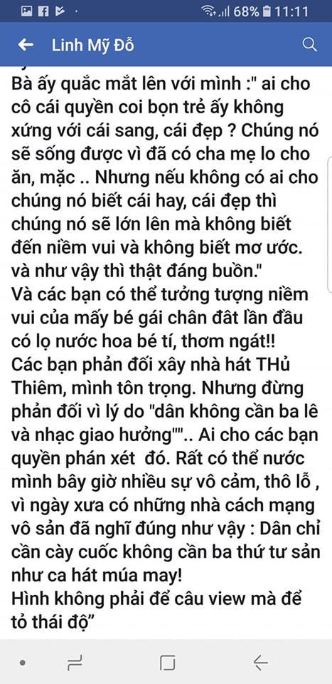 phát ngôn, gây sốc, Mỹ Linh, tin8, trạng thái, chia sẻ, Thủ Thiêm, tranh cãi