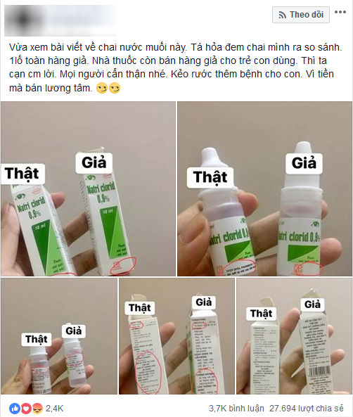 nước muối giả, Natri Clorid, cư dân mạng, mạng xã hội, tin8