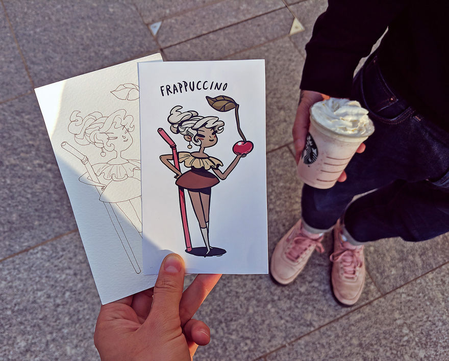cafe, tin8, nước uống, bộ ảnh, xinh, đẹp, dễ thương, Latte, Cappuccino, Long Black, Cortado, Mocha, Frappuccino