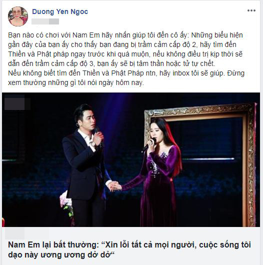 Nam Em, Trường Giang, trầm cảm, cấp độ 2, tâm thần, tự sát, điên, tình cảm, tin8